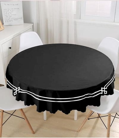 Rond Tafelkleed Ø140cm - Witte kader - Fluweel - Bedrukt Velvet Textiel - Tafellaken - Tafelkleden - Tafellaken