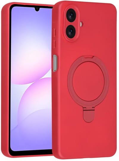 Telefoonhoesje geschikt voor Samsung Galaxy A07 4G - Magnetische Backcover met Ringstand - Geschikt voor MagSafe-accessoires - FuturiQ - Cherry Red