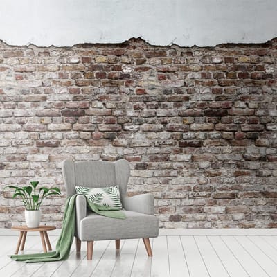 Fotobehang Profhome 383331-GU vliesbehang hardvinyl warmdruk in reliëf glad in baksteen look mat grijs zwart wit 1,59 m x 2,8 m