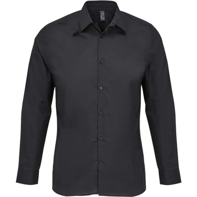 SOLS Unisex Volwassen Bailey Poplin Lange Mouwen Shirt (Zwart)
