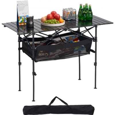 VEVOR Opvouwbare tafel Buffettafel Draagbare Multifunctionele tafel 120 cm, Rechthoekige aluminium tafel (voor 4-6 personen) met verstelbare hoogte & draagtas, Tuintafel Campingtafel voor Feesten Picknicks Zwart