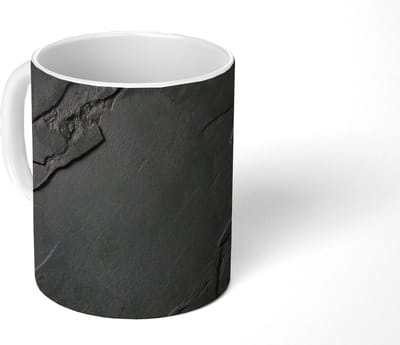 Mok - Koffiemok - Zwart - Steen - Beton print - Mokken - 350 ML - Beker - Koffiemokken - Theemok