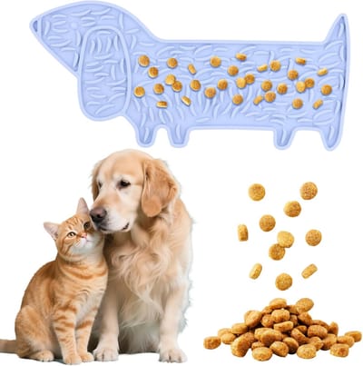 Famanu – Likmat voor honden in teckelvorm - likmat voor puppy's en katten met zuignappen - rustgevend en anti-angstig - voedselveilige siliconen - perfect voor bad en training