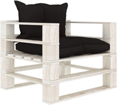 Tuinbank Hout - Pallet Bank - Ontspannen Buiten - Massieve Constructie - 80x67x60cm - Zwart