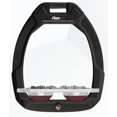 Platte Ultra Grip Zwart/Grijs/Bordeaux Veiligheidsbeugels voor ruiters Flex-On Safe-On