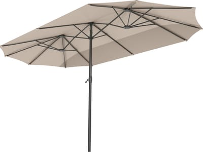 LifeGoods Dubbele Parasol - Tuin - 270x460cm - tot 12 Personen - Waterdicht - UPF50+ - Taupe