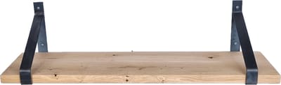 GoudmetHout® Wandplank Industrieel - 40 x 30 cm Muurplank - Eiken Hout - Decoratie Wandrek & Boekenrek - Hangplank Keuken - Wall Shelf + 2 Plankdragers van Ruw Staal