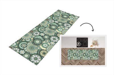 Keukenloper - Loper keuken - Bloemen - Groen - Patronen - 150x50 cm - Keukenloper vinyl