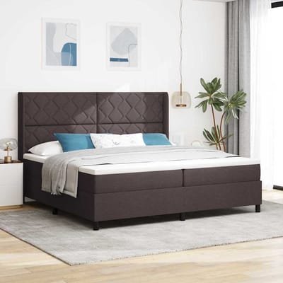 vidaXL - Boxspring - bed - met - kussen - Donkerbruin - 200 - x - 200 - cm - Stof