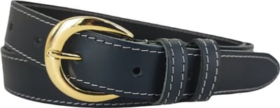 Vrouwen Riem | Dames Riem | Leren Riem | Lederen Riem | Kleur: navy | Gouden Gesp | 3cm breed | Riemmaat: 85cm (totale lengte: 100cm) | 100% echt leer | Nikkelvrije gesp