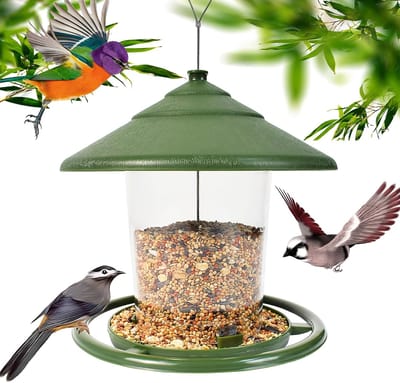 vogelvoederhuis, ophanging, voederdispenser voor wilde vogels, hangend vogelvoederstation om op te hangen, vogelhuis met standaard, weerbestendig, tuinplaats decoratie