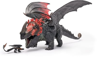 How To Train Your Dragon - Hoe Tem Je Een Draak - Wereld van Berk Red - Death Chomping Rampage Draak 28 cm met Uniek Tandloos Figuur - Speelgoed