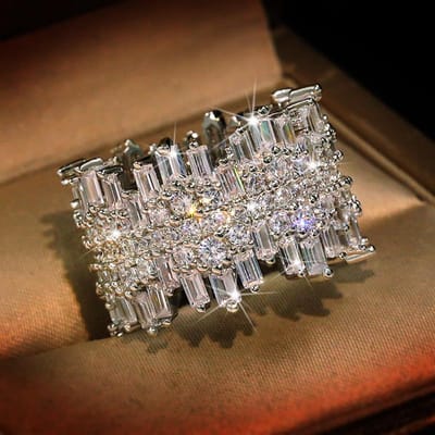 Irregulair Micro Set Ring Zirkonia Ringen Europese en Amerikaanse Luxe Dames Sieraden Ringen No. 6 gray
