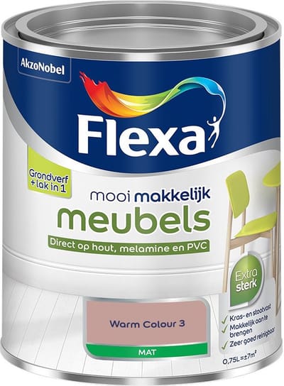 Flexa - Mooi Makkelijk Meubels Mat - Warm Colour 3 - Mengverf - 750 Ml