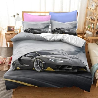 Sportwagen Dekbedovertreksets Raceauto Beddengoedsets Met Kussenslopen Voor Tieners Kinderen Jongens Coole Slaapkamerdecoratie 23-delige Bedkleding 70x133cm 2pcs