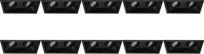 Spot Armatuur 10 Pack - Pragmi Zano Pro - GU10 Inbouwspot - Rechthoek Dubbel - Zwart - Aluminium - Kantelbaar - 185x93mm