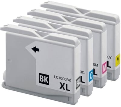 LC-1000 XL Zwart + Alle Kleuren Set - Huismerk inktcartrigde compatible met Brother DCP 130C \ DCP 330C \ DCP 350C \ DCP 357C \ DCP 540CN \ DCP 560CN \ DCP 750CW \ DCP 770CW \ MFC 240C \ MFC 3360C \ MFC 440CN \ MFC 465CN \ MFC 5460CN \ MFC 5860CN