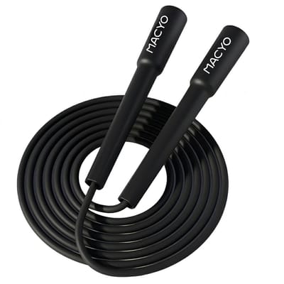 Zwart springtouw fitness springtouw volwassenen en kinderen verstelbaar snelheid spring touw met kunststof touw en zwarte handvatten voor cardio training conditie training thuis workout gym oefening