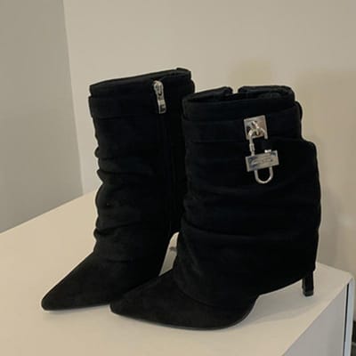 Liyke Sexy Puntige Teen Feest Stripper Laarzen Voor Vrouwen Mode Geplooide Lakleer Hoge Hakken Herfst Winter Rits Chelsea Schoenen 35 beige