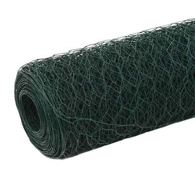 vidaXL Draadgaas hexagonaal 25x1.2 m staal met PVC coating groen