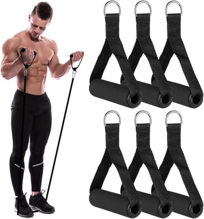 Fitness Handvatten voor Weerstandsbanden - 6 Stuks Duurzaam D-ring Nylon voor Yoga, Pilates en Krachttraining
