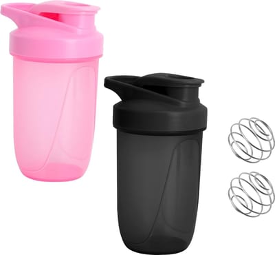 Dailygoods - Proteïneshaker, 400 ml, eiwit, shakebeker met bal, ML-display, lekvrij, proteïneshaker, gym, fitness, fles, proteïneshaker, shakebeker voor romig proteïnepoeder, wei, 2 stuks