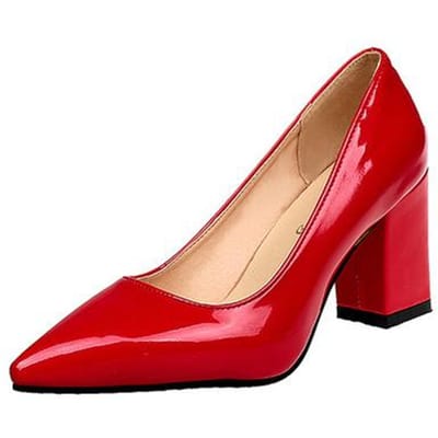 Dames Hoge Hakken Sexy Dames Party Mid Hakken Puntige Neus Laag Dames Kantoor Hakken Plus Size Dames Pumps Bruiloftsschoenen 43 red