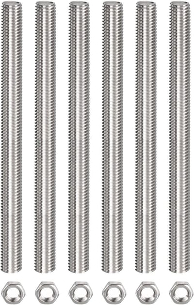 Dailygoods- Schroefdraadstang Compleet - M10 x 300 mm - 6 Zeskantmoeren - Roestvrij Staal - Duurzaam - Corrosiebestendig - Schroefset
