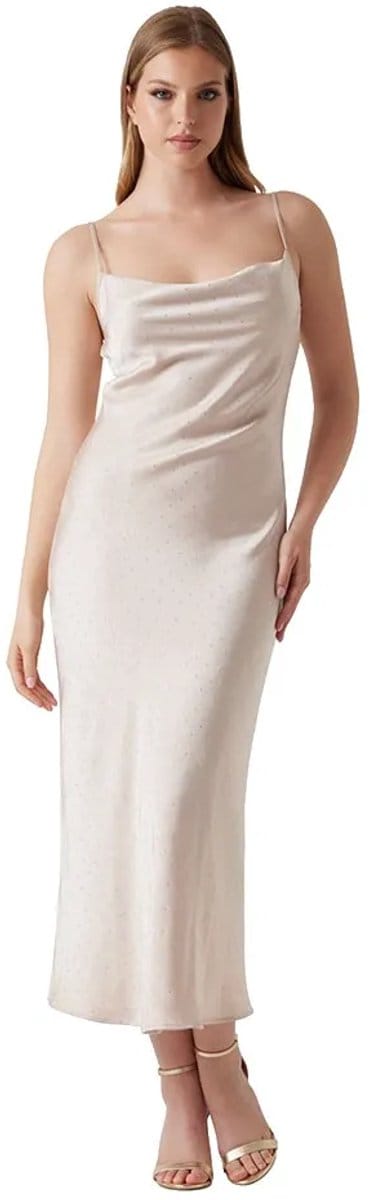 Guess W6rk50wj732 Mouwloze Midi-jurk Beige XL Vrouw