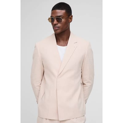 Straight Fit Linnenblend Blazer | Natural | Size 34
