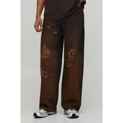 Getinte Gescheurde Baggy Fit Jeans | Dark Wash | Size 28R