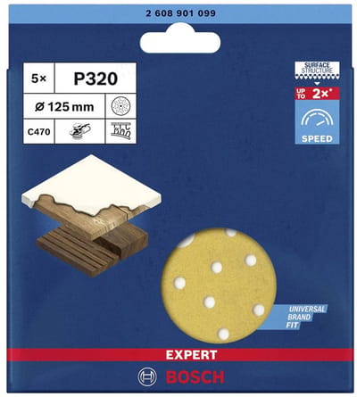 Bosch 5x Expert C470 schuurpapier met meerdere gaatjes voor excen...