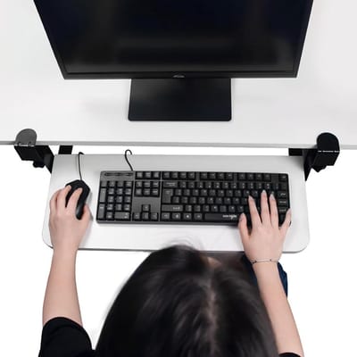 Toetsenbordlade Onder Bureau - Bureauverlenger Platform - Ergonomisch Werken - Klembevestiging Zonder Boren - 650 mm Breed - Wit