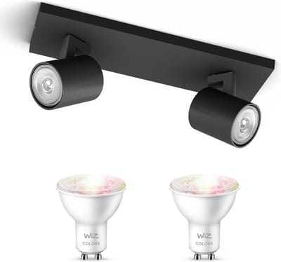 WiZ Runner Opbouwspot (Zwart) - Wit en Gekleurd Licht - Plafondspot met 2 Lichtpunten - GU10 - Te bedienen via WiFi