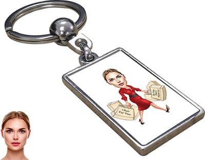 Moeder Karikatuur - Karikatuur Sleutelhanger met Jouw Foto - Sleutelhanger - Cadeau - Verjaardag - Kerst - Kado - Valentijn - Moederdag - Moederdag cadeautje - Moederdag cadeau voor mama - Gepersonaliseerd Cadeau