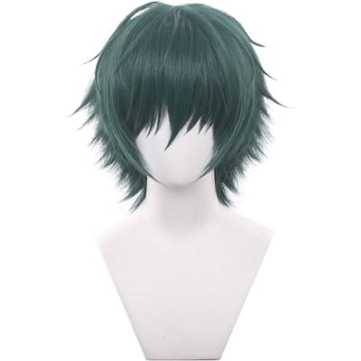 Jujutsu Kaisen Makoto Yoshihito Karakter Pruik Synthetische Vezel Kort Groen Haar Bril Tovenaar Walvis Thema Halloween Feest One Size gray