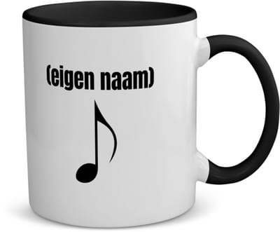 Akyol - muzieknoot met eigen naam koffiemok - theemok - zwart - Muzieknoot - muziek liefhebbers - iemand die houdt van muziek - verjaardag - cadeau - kado - 350 ML inhoud