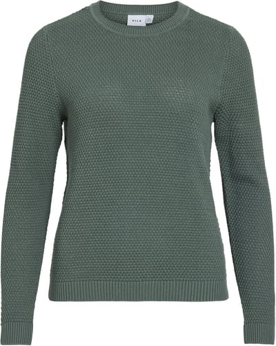 VILA Dames Gebreid Trui Gezellige Sweater Structuur Ontwerp met Ronde Hals VIDALO