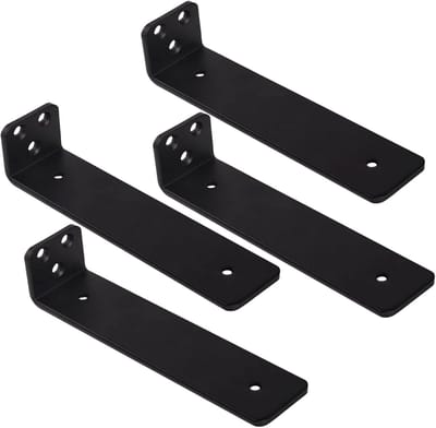 Set van 4 Zware Wandplanken met Beugels, 250mm, Stijlvolle Zwarte Planken voor 50kg, Ideaal voor Opslag en Decoratie