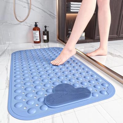 Antislip Douchemat met Voetmassage - 70 x 40 cm - Machinewasbaar - Blauw