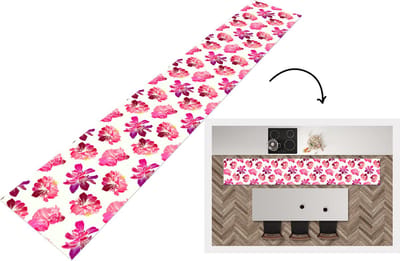 Keukenloper - Loper keuken - Bloemen - Roze - Patroon - 300x50 cm - Keukenloper vinyl