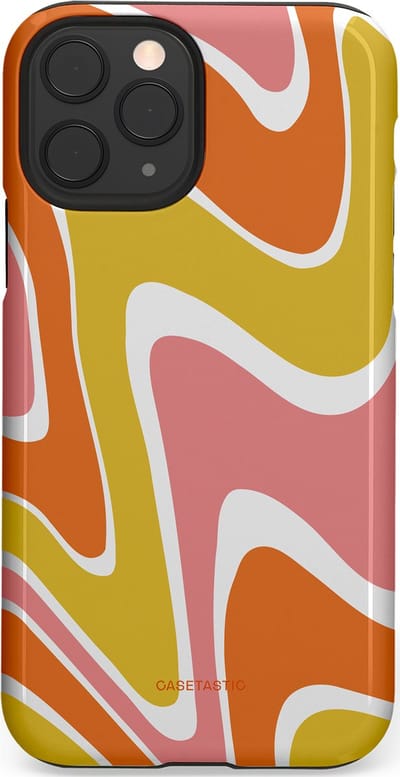 Casetastic hoesje geschikt voor Apple iPhone 11 Pro - Dubbellaagse bescherming - Retro rave - Fashion Case - Goud Terracotta Koraal Wit