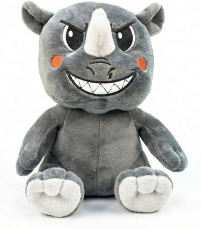 Knuffel Neushoorn - Pluche Dier - Kinderkamer Decoratie - Zacht Geborduurd Pluche - 22 cm - Grijs