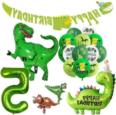 Verjaardagsdecoratie jongens 5 jaar - kinderverjaardag dino-folieballon