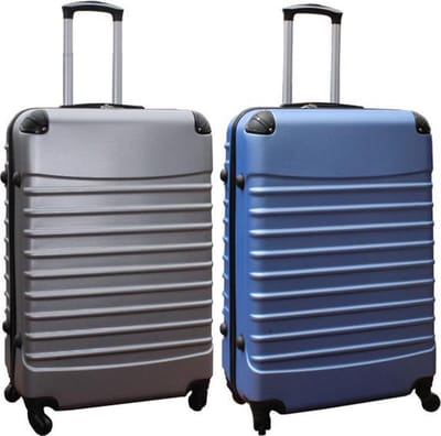 Travelerz kofferset 2 delig ABS groot - met cijferslot - 95 liter - licht blauw - zilver
