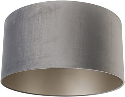 QAZQA taupe-cilinder-velours - Klassieke Lampenkap - Ø 50 cm - Grijs -
