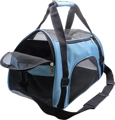 Katten Reismand Draagtas voor Kleine Katten Kitten Puppy - Reizen Luchtvaartmaatschappij Goedgekeurd - Medium Blauw