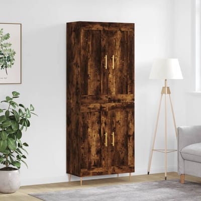 vidaXL - Hoge - kast - 69,5x34x180 - cm - bewerkt - hout - gerookt - eikenkleurig