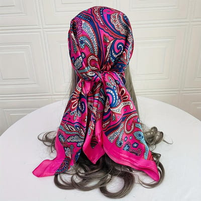 Écharpe Carrée en Soie de Luxe d'Été Hijab Wraps pour Femmes Chic d'Été Bandeau pour Cheveux de Vélo Bandanas Hijabs Foulards 90*90cm 90cm gray