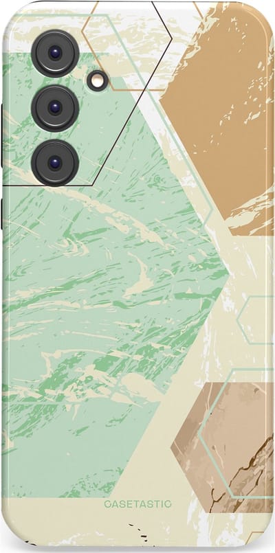 Casetastic hoesje geschikt voor Samsung Galaxy A35 - Dubbellaagse bescherming - Vlaklicht - Fashion Case - Crème Mintgroen Wit Lichtgrijs